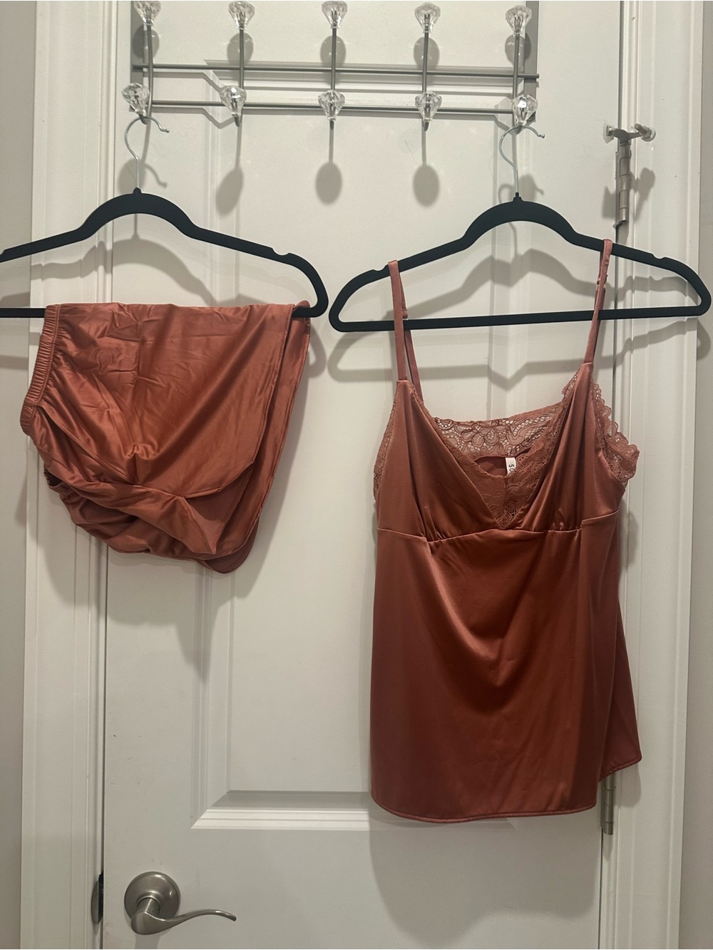 Soma Satin & Lace Cami Pajama Set in Rust